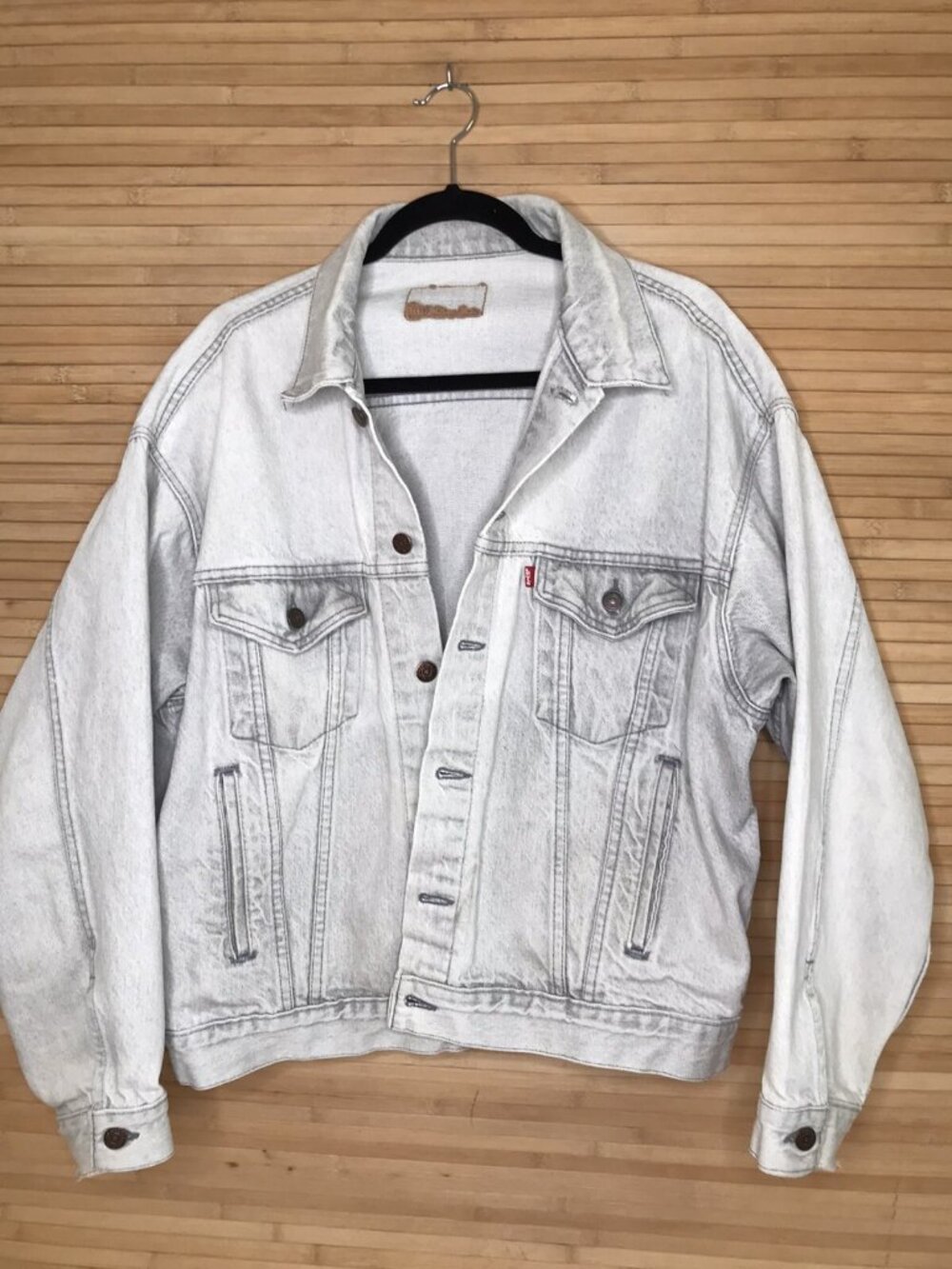 Vintage 90s Levis Denim Jacket 527 Jean Jacket Light Wash Made in USA red tag 46